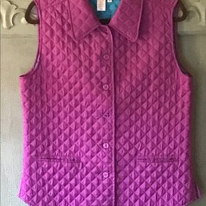 Coldwater Creek Silk Vest Pink & Aqua